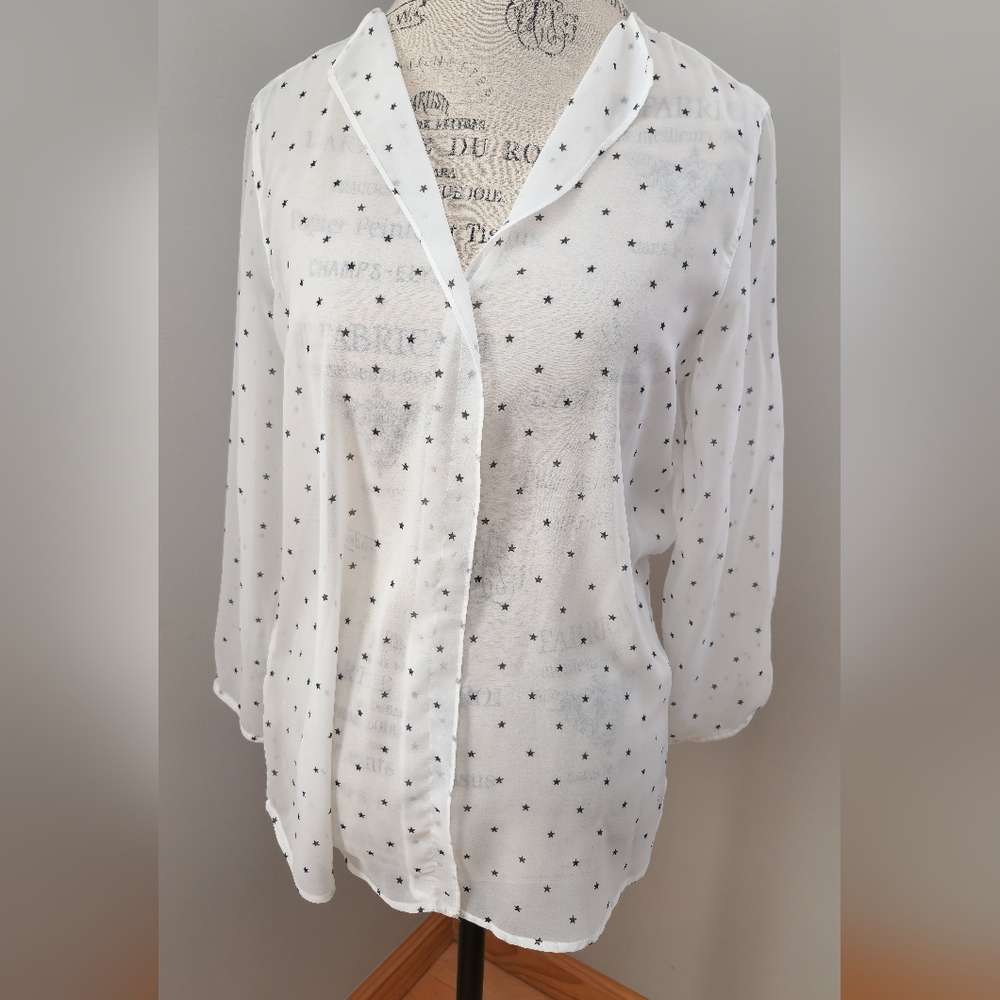 NEW!!! ZARA flowy, sheer & lightweight long sleeve blouse in S
